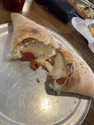 Peperoni Calzone made from scratch, cant beat it!