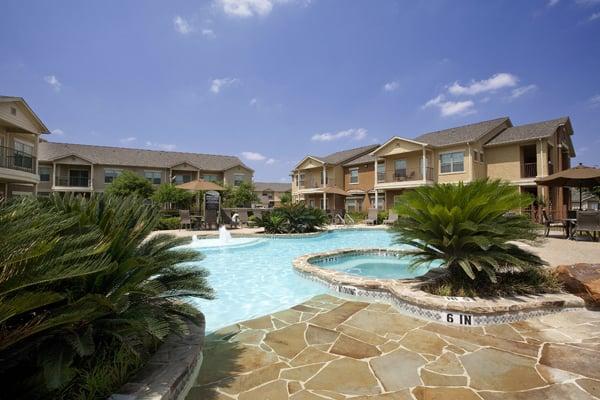 Beach entry resort style pool