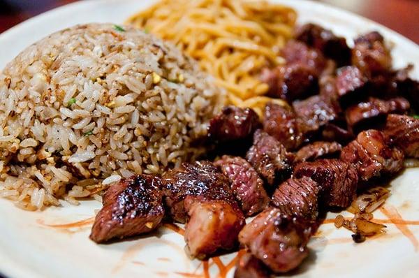 Hibachi ribeye steak with fried rice