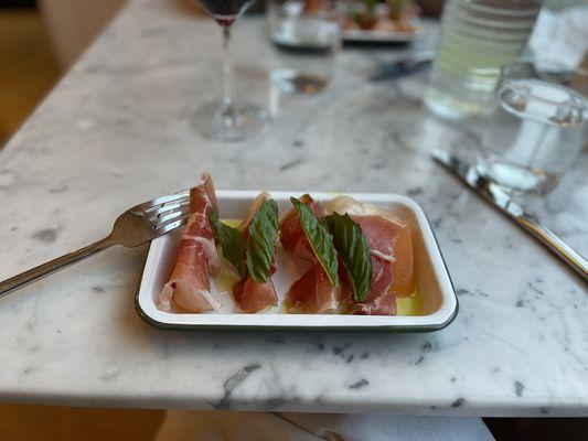 Melon and prosciutto (restaurant week)