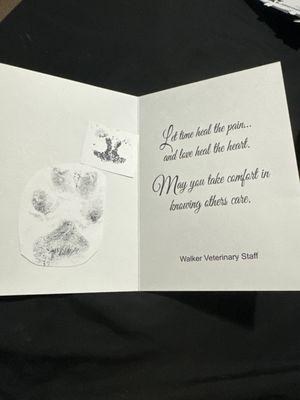 Memorial Card from Walker Vet.