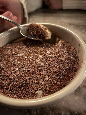 Amazing Tiramisu with fresh sea salt and dry chocolate powder