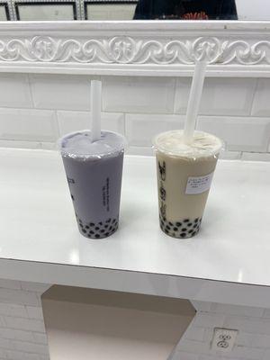 Taro Milk Tea (left) Brownrice Milk Tea (right)