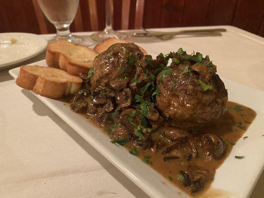 Meatballs Marsala - on the specials tonight, mushrooms are cooked and not just thrown in raw and sauce is mouth watering