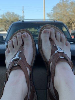 My pedi in the car!