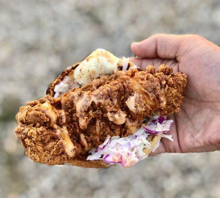 Open faced hot chicken sandwich