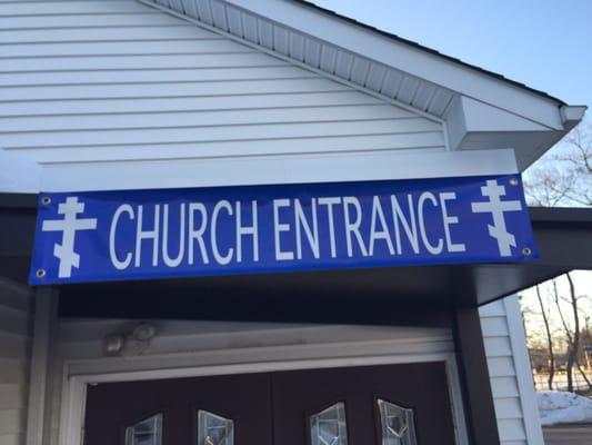 Copyshop made this vinyl sign for my church which came out beautiful.