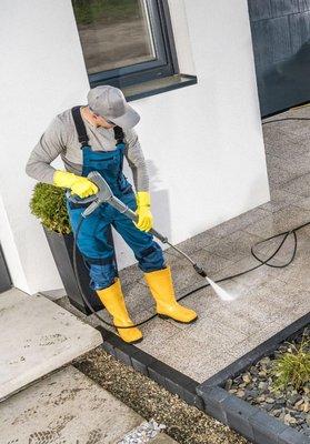 pressure washing a surface that has turn almost black