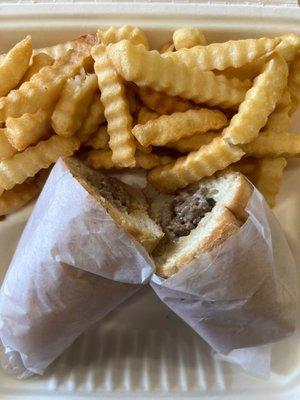 Philly cheesesteak combo with American cheese and light Mayo