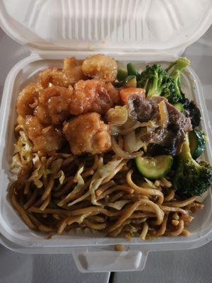 Orange chicken, beef & broccoli & chowmein