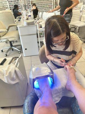 Getting a gel pedicure