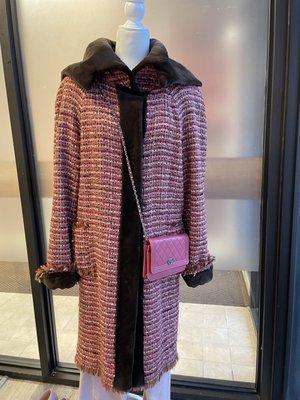 Reversible mink coat, CHANEL Boy Bag