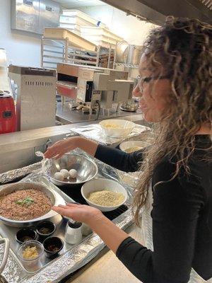 The ingredients were all laid out and prepped for us! Sara was an amazing chef and gave lots of helpful hints.