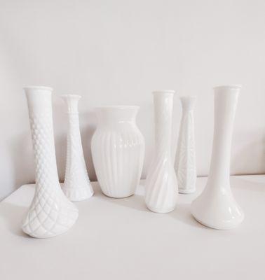 Milk Glass Bud Vases Available for Rent