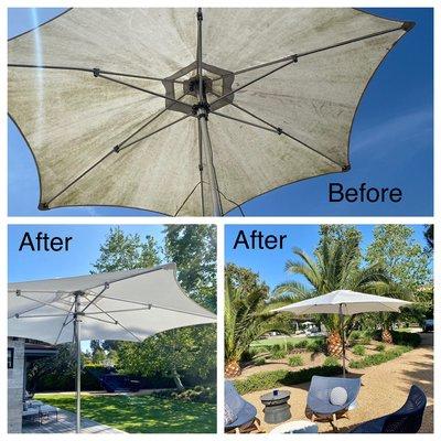 Tuuci umbrellas cleaned & restored #tuuci #tucci #patioumbrellacleaning