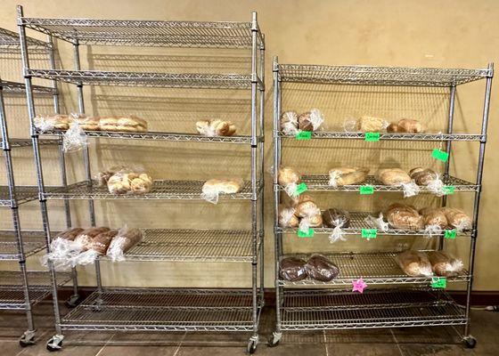 Shelves of breads