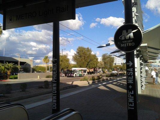 This is where Valley Metro Rail intersects the escalators, moving walkways, and such to take you to PHX Sky Train.