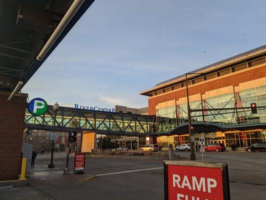 Skywalk from the Rivercentre parking ramp