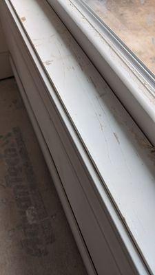 Window trim with water damage.