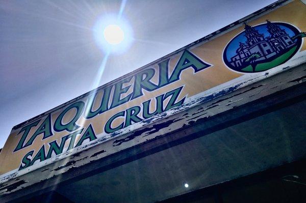 The signage of Taqueria Santa Cruz.