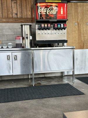 Soda machine with dirty floors