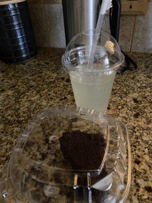 To-go brownie and detox water.