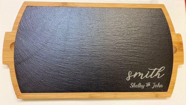 Slate and wood custom charcuterie board