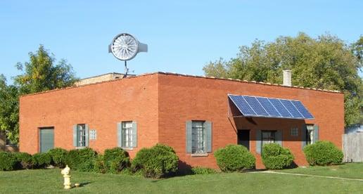 Shop solar array and wind turbine