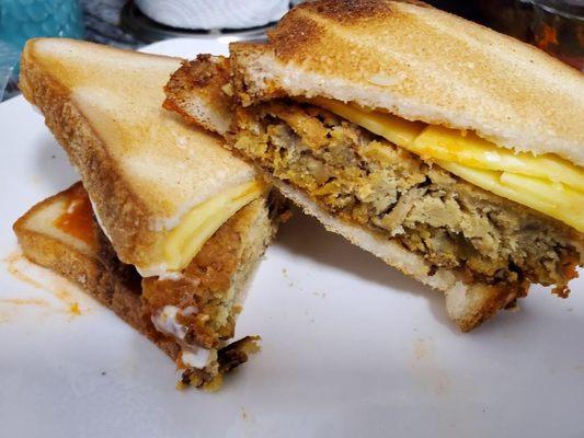 Vegan Fried Chicken Sandwich with Vegan Swiss Cheese