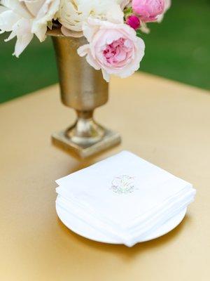 Custom embroidered napkins