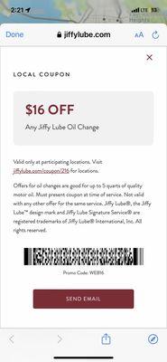 Coupon from website