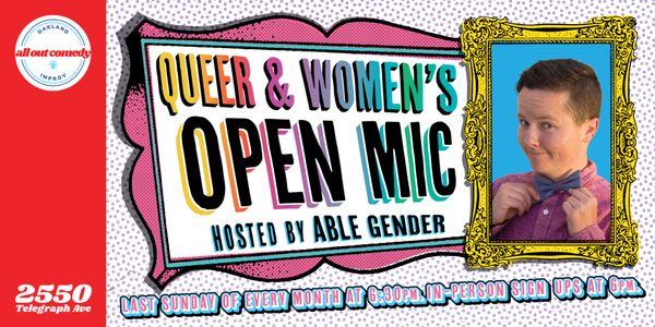 The Queer and Women's Open Mic Returns Tonight at 6:30pm!
https://www.alloutcomedytheater.com/queerandwomensopenmic