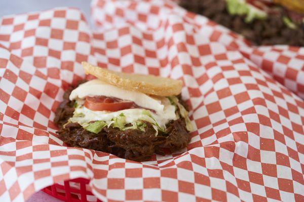 AREPA CON CARNE MECHADA ( SHREDDED BEEF AREPA)