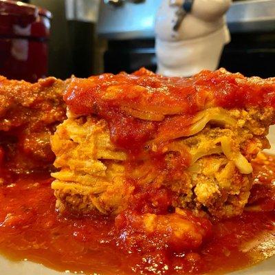 Lasagna Bolognese made with Fresh lasagna noodles from sabella's