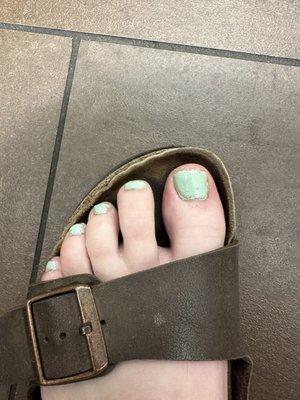 Terrible paint job on pedicure