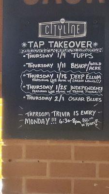 Tap takeovers every Thursday and trivia every Monday