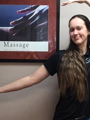 Gabrielle is a Massage Therapist  with 10 years experience . She does neuromuscular massage, Myofascial  Release, and Trigger point therapy.