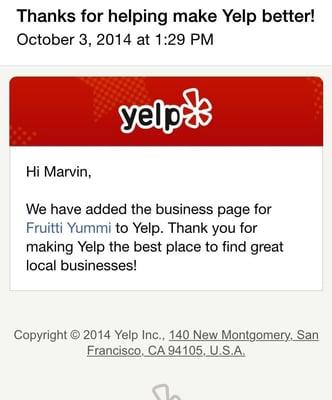 Thanks Yelp ! & your welcome. Enjoy your frozen yogurt.