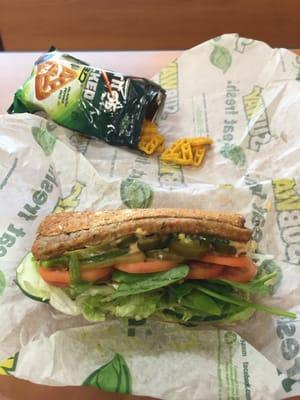 6" Veggie patty with guacamole.