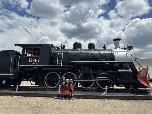 Retired Steam Engine in parking lot