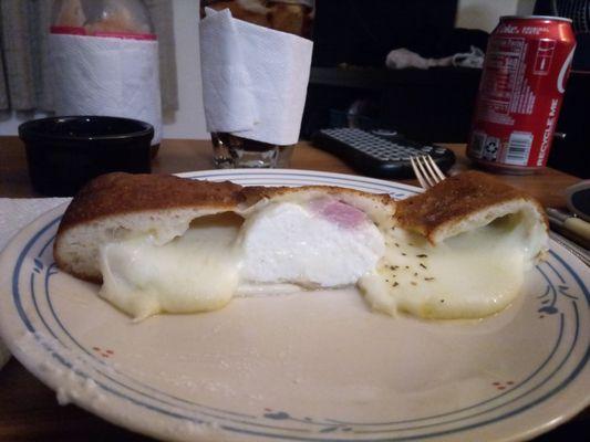 Ham and cheese calzone (sort of)