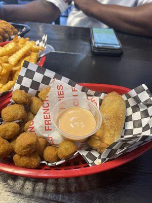 Fried Okra and Cheeseburger egg roll