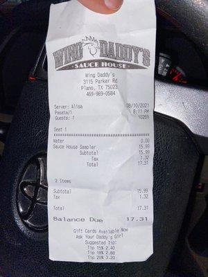 Receipt of purchase