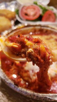 Close up of lasagna