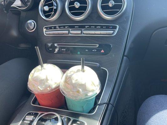 Red Raspberry and Blue Raz Red Bull Italian Sodas