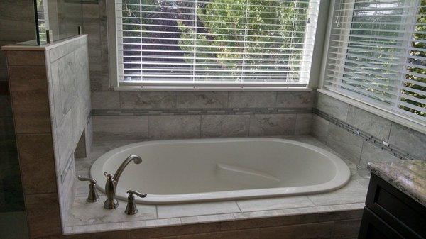 David did a great job on the new bathtub and the decorative tile surrounding it.