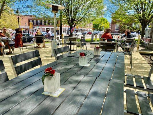 Mission Oak Grill patio on Brown Square in downtown Newburyport, MA.