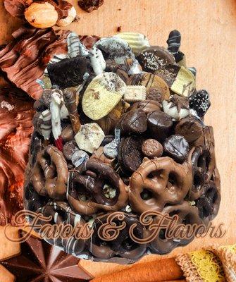 Large Snack Tower with brownies, truffles and meringues, $130