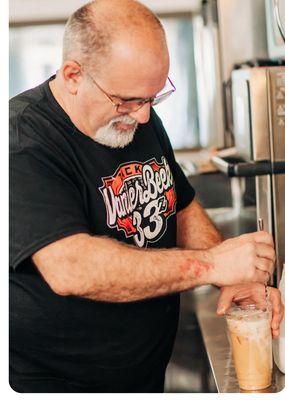 Our favorite barista at work