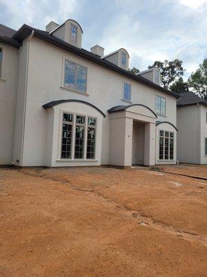 This is a gutter installation we just completed. 
6" Light Bronze gutter and 3"x 4" Herringbone downspouts.